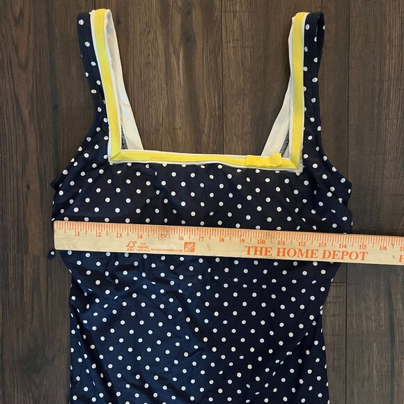 Beach House Women's Built in Padded Bra Tankini Top Blue Polka Dot Size 10 - Picture 3 of 5